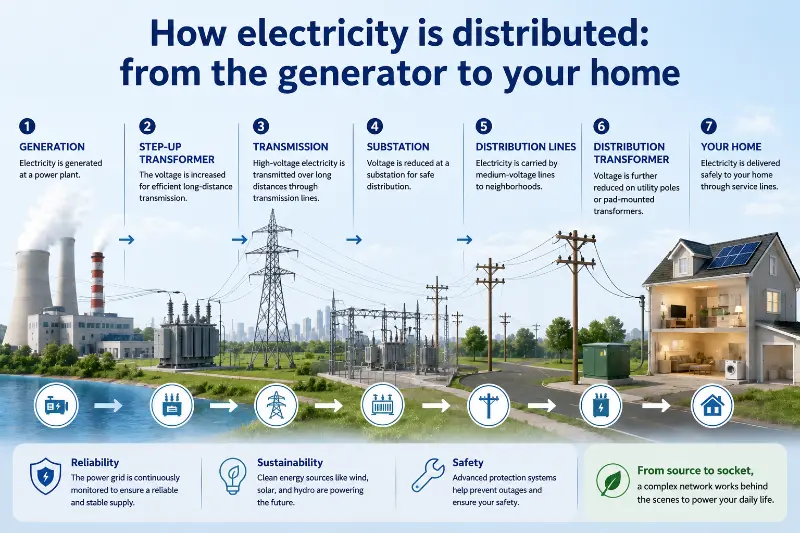 Jak dystrybuowana jest energia elektryczna: z generatora do Twojego domu?